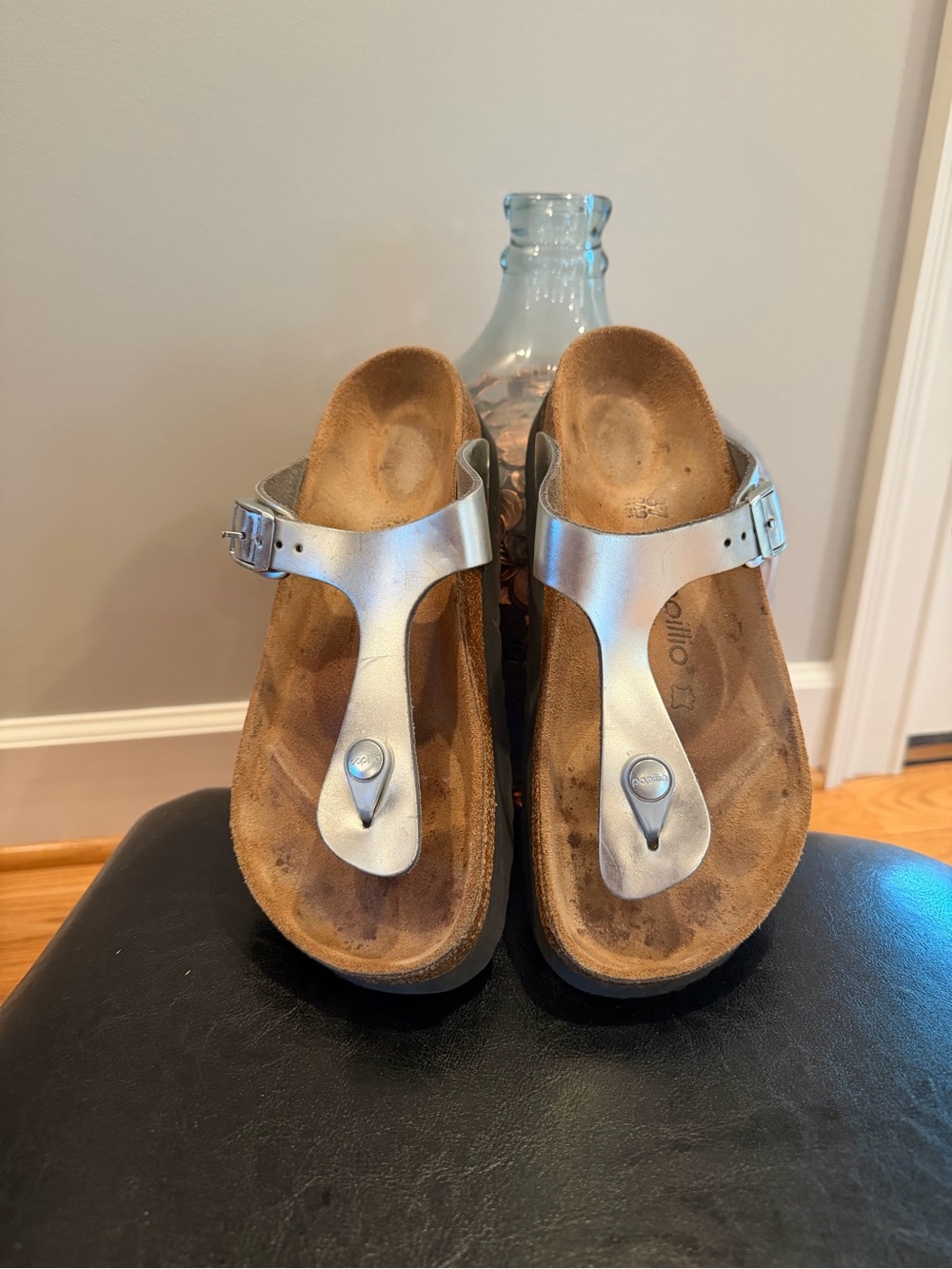 Birkenstock Silver Gizeh Thong Sandals